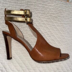 NEW! Louise et Cie Elegant Brown and Gold Leather Women's Heels
